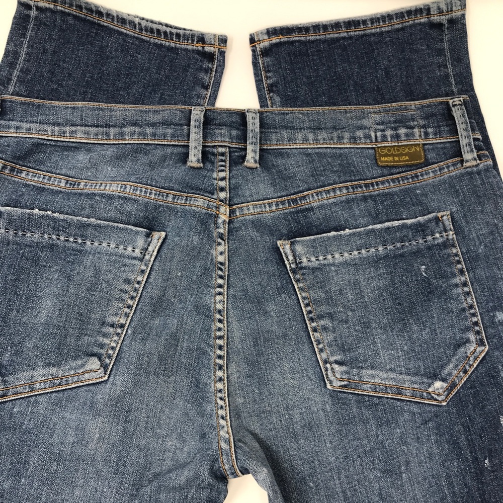 Goldsign High Rise Straight Leg Distressed Jeans - Picture 4 of 5